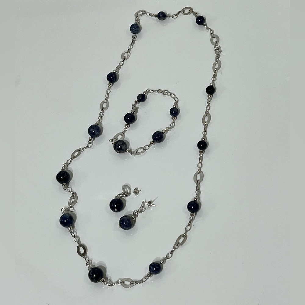 David Sigal  925 Silver Jewelry Set - Necklace, Earrings, bracelet